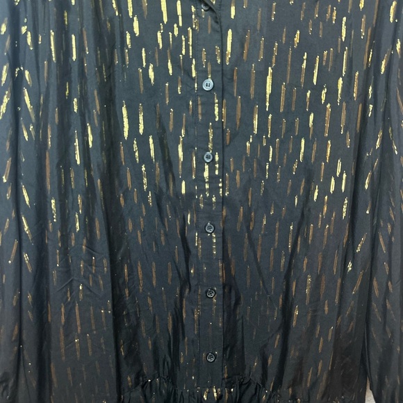 NWT ZARA Women’s Black and Gold Metallic Shirt Dress Size XL - Picture 6 of 10